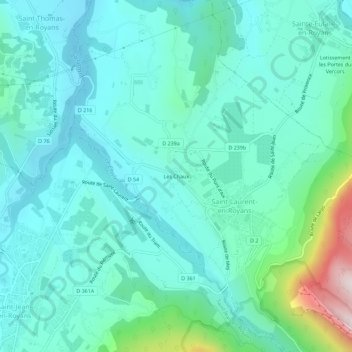 Carte topographique Les Chaux, altitude, relief