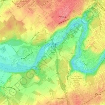 Carte topographique Chèvres, altitude, relief