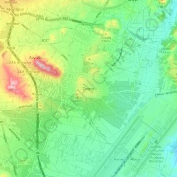 Carte topographique Spata, altitude, relief
