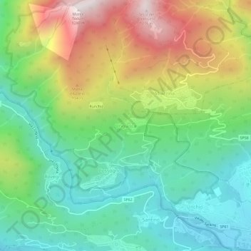 Carte topographique Ungiasca, altitude, relief