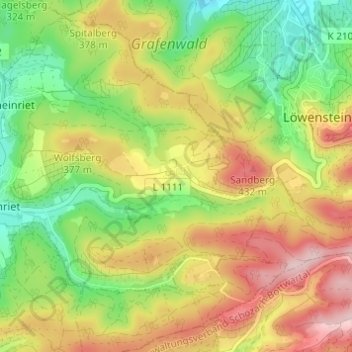 Carte topographique Vorhof, altitude, relief