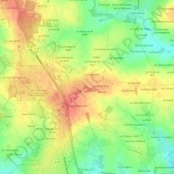 Carte topographique Le Grand Bois, altitude, relief