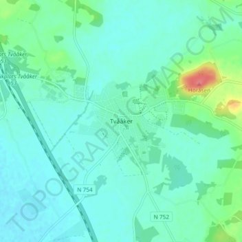 Carte topographique Tvååker, altitude, relief