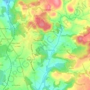 Carte topographique Le Tertre, altitude, relief