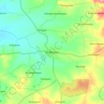 Carte topographique Siralkoppa, altitude, relief