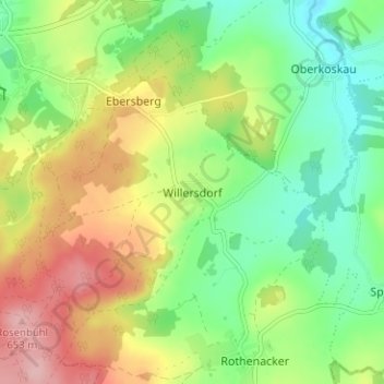 Carte topographique Willersdorf, altitude, relief