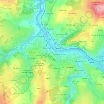 Carte topographique Les Ressaudis, altitude, relief
