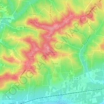 Carte topographique Jean Redon, altitude, relief