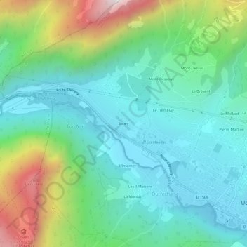 Carte topographique Soney, altitude, relief
