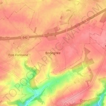 Carte topographique Bodegnée, altitude, relief