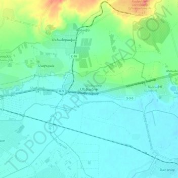 Carte topographique Metsamor, altitude, relief