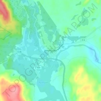 Carte topographique Ytterhogdal, altitude, relief