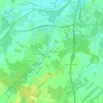 Carte topographique Le Grand Casseau, altitude, relief