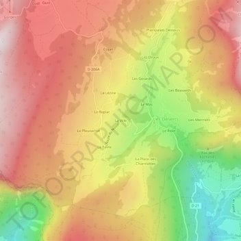 Carte topographique La Ville, altitude, relief