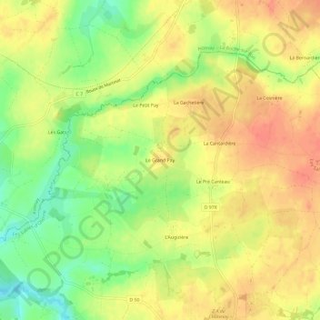 Carte topographique Le Grand Pay, altitude, relief