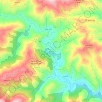 Carte topographique A Silva, altitude, relief