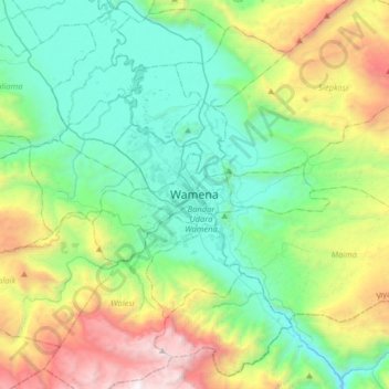 Carte topographique Wamena, altitude, relief