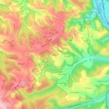 Carte topographique Fréjavise, altitude, relief