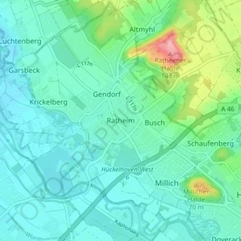 Carte topographique Ratheim, altitude, relief