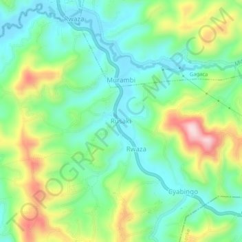 Carte topographique Rusaki, altitude, relief