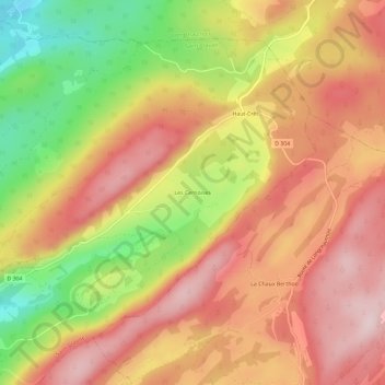 Carte topographique Les Cernoises, altitude, relief