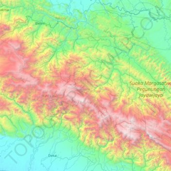 Carte topographique Distrik Kona, altitude, relief