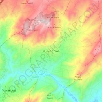 Carte topographique Nuevo Colón, altitude, relief