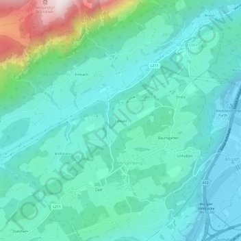 Carte topographique Edwald, altitude, relief