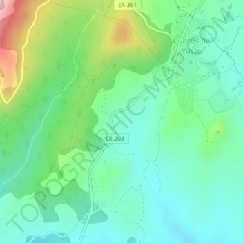 Carte topographique Las Huertezuelas, altitude, relief