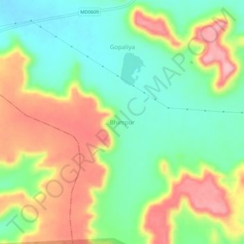 Carte topographique Bhimpur, altitude, relief