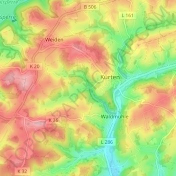 Carte topographique Hommermühle, altitude, relief