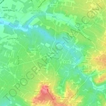 Carte topographique Fontmurée, altitude, relief