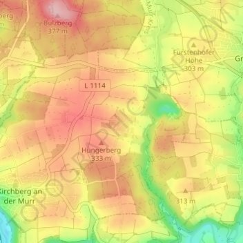 Carte topographique Zwingelhausen, altitude, relief