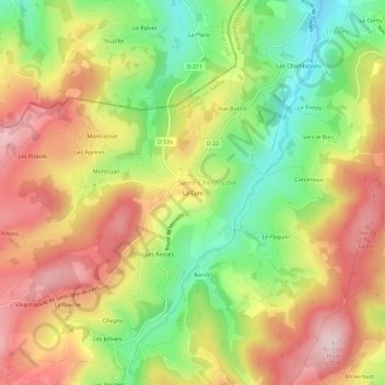 Carte topographique La Cure, altitude, relief