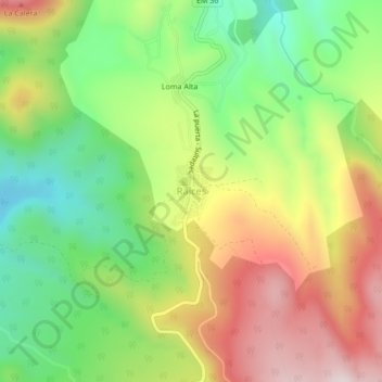 Carte topographique Raíces, altitude, relief