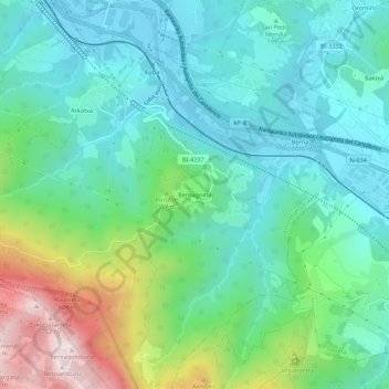 Carte topographique Bernagoitia, altitude, relief
