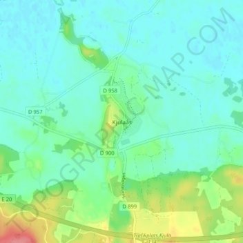 Carte topographique Kjulaås, altitude, relief
