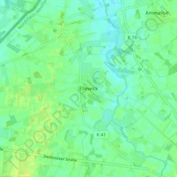 Carte topographique Ellewick, altitude, relief