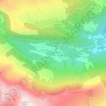 Carte topographique Campra, altitude, relief