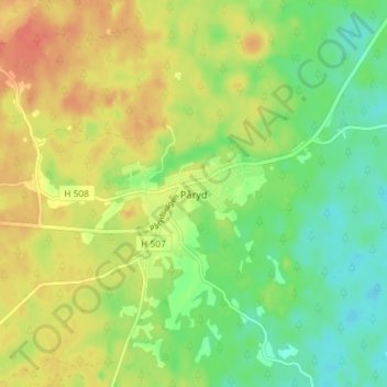 Carte topographique Påryd, altitude, relief