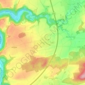 Carte topographique Irslingen, altitude, relief