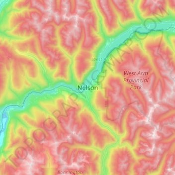 Carte topographique Nelson, altitude, relief