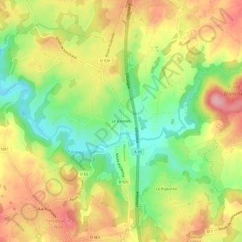 Carte topographique Le Bariolet, altitude, relief