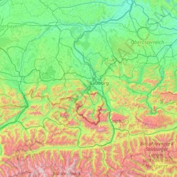 Carte topographique Berchtesgadener Land, altitude, relief