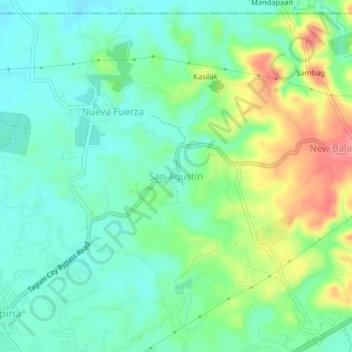 Carte topographique San Agustin, altitude, relief