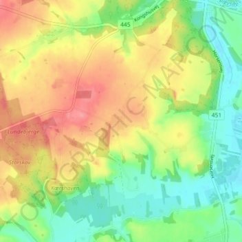 Carte topographique Ondrup, altitude, relief