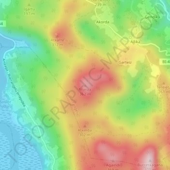 Carte topographique Marua, altitude, relief