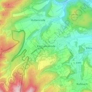 Carte topographique Kleinalmerode, altitude, relief