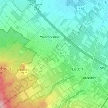 Carte topographique Ipplendorf, altitude, relief
