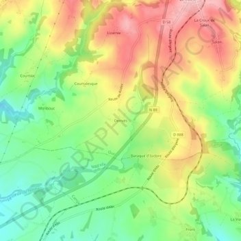 Carte topographique Demies, altitude, relief